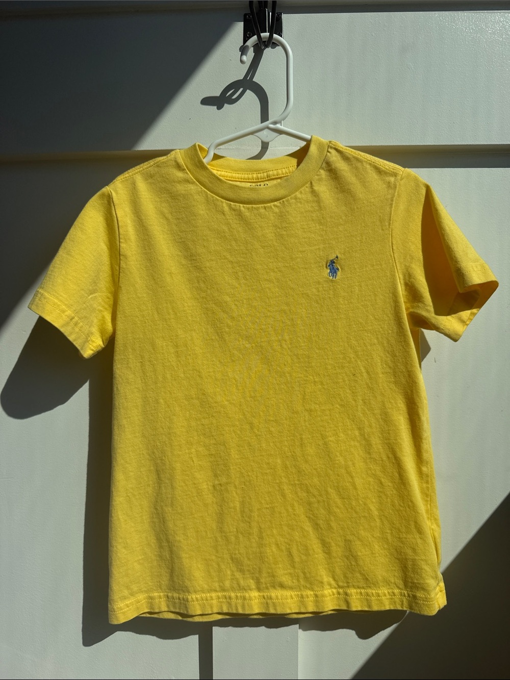 Polo Ralph Lauren Boys Yellow Short Sleeve TShirt w/Blue Icon Size 5